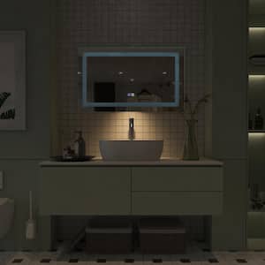 40 in.W x 24 in.H Rectangular Frameless Silver Anti-Fog,Dimming,Night light Wall LED Bathroom Vanity Mirror,Easy Hang