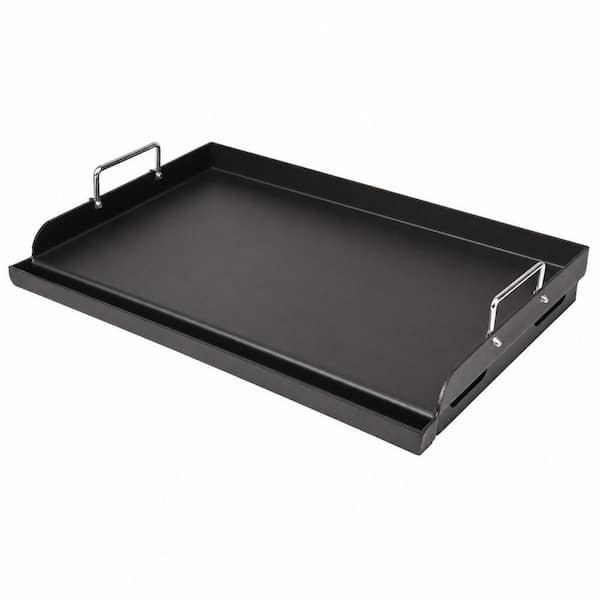 25×16 in. Pre-Seasoned Cast Iron Grill Griddle, Nonstick Flat Top with Grease Groove for Outdoor Cooking