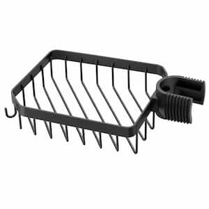 Black Plastic and Stainless Steel Over Faucet Organizer with Adjustable, Space-Saving Design, Detachable Drain Rack