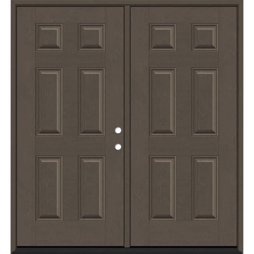 Regency 72 in. x 96 in. 6 Panel LHIS Ashwood Stain Mahogany Fiberglass Double Prehung Front Door with 4-9/16 Jamb price history on PriceWatchPro