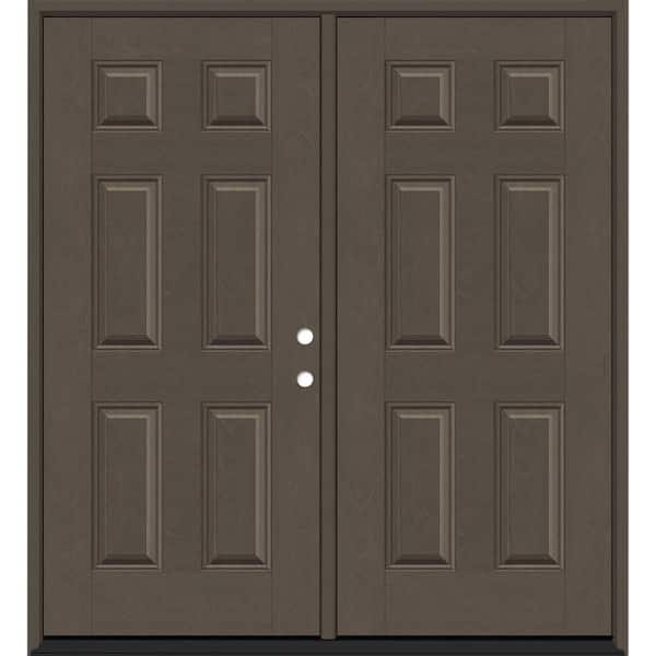 Steves & Sons Regency 72 in. x 96 in. 6 Panel LHIS Ashwood Stain Mahogany Fiberglass Double Prehung Front Door with 4-9/16 Jamb