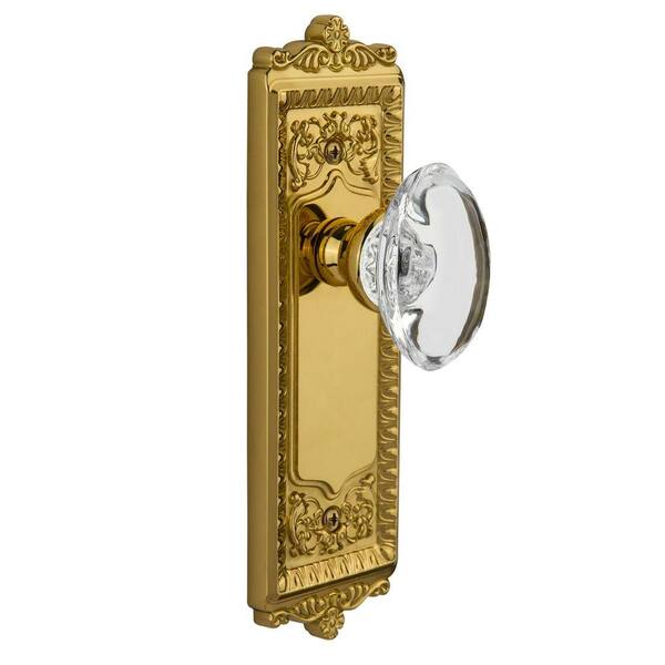 Unbranded Grandeur Lifetime Brass Privacy Windsor Plate with Provence Crystal Knob