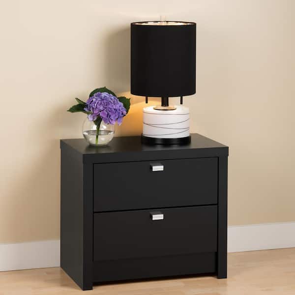 Prepac Series 9 2-Drawer Black Nightstand