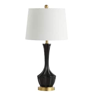 Ronan 28 in. Black Long Neck Gourd Table Lamp with Off-White Shade