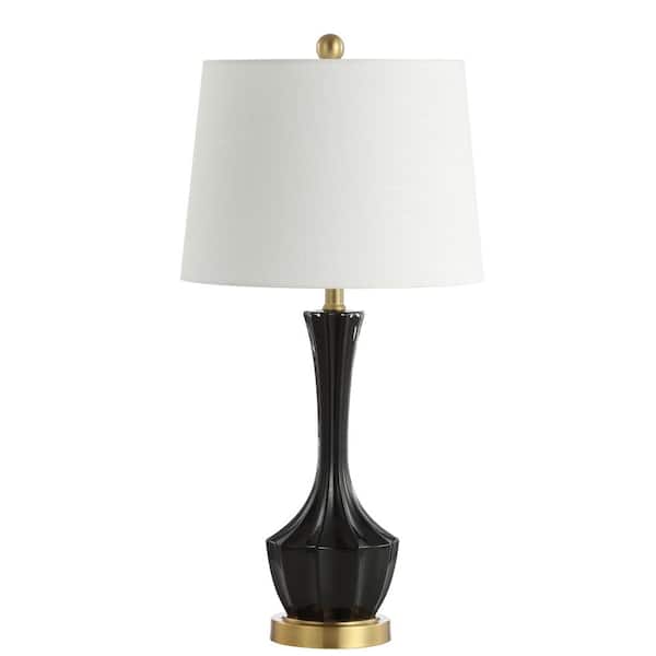 SAFAVIEH Ronan 28 in. Black Long Neck Gourd Table Lamp with Off-White Shade