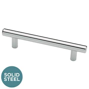 Solid Bar 3-3/4 in. (96 mm) Modern Polished Chrome Cabinet Drawer Bar Pull