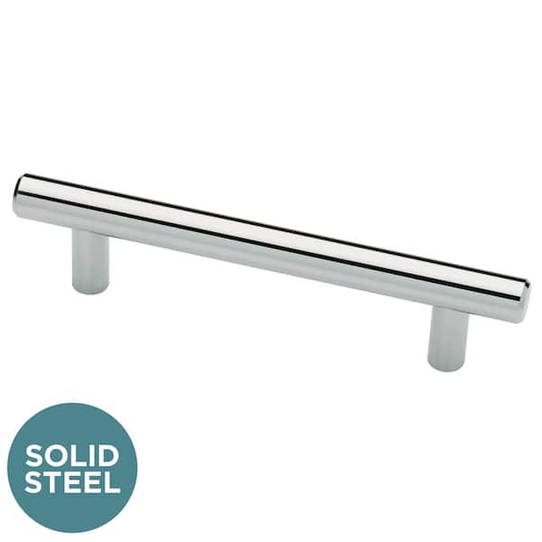 Liberty Solid Bar 3-3/4 in. (96 mm) Polished Chrome Cabinet Drawer Bar Pull