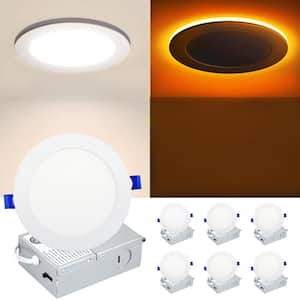 4 in. Adjustable 5CCT Canless Dimmable w/ Night Light Integrated LED Recessed Downlight Kit with Night Light ETL 6-Piece