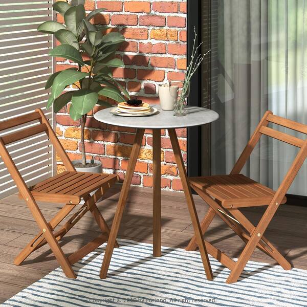 Furinno Redang Cement 3 Leg Round Wood, 3 Legged Round Wood Table