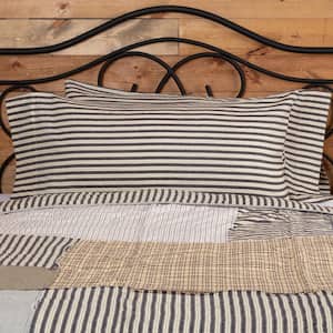 Ashmont Gray Vintage White Ticking Stripe Cotton King Pillowcase (Set of 2)
