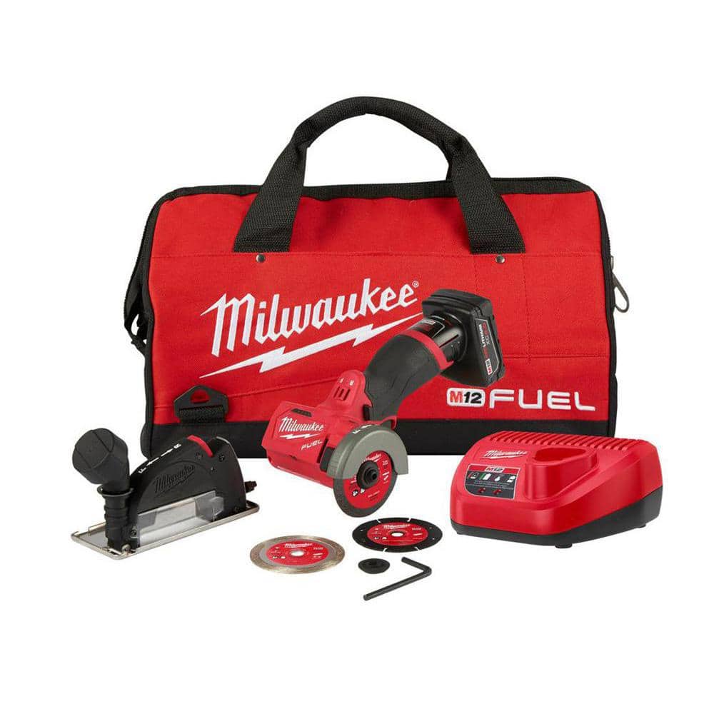 Milwaukee M12 FUEL 12V 3 in. Lithium-Ion Brushless Cordless Cut Off Saw Kit with One 4.0 Ah Battery Charger and Bag 2522-21XC Sansujyuku sansujyuku.com