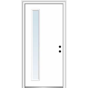 32 in. x 80 in. Viola Left-Hand Inswing 1-Lite Clear Low-E Modern Painted Steel Prehung Front Door on 4-9/16 in. Frame