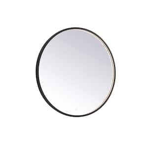 Timeless Home 32 in. W x 32 in. H Modern Round Aluminum Framed LED Wall Bathroom Vanity Mirror in Black