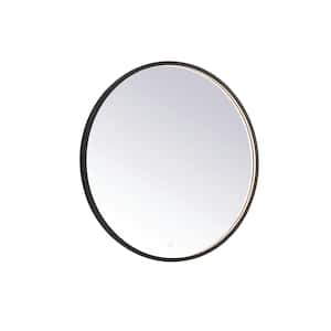 Timeless Home 32 in. W x 32 in. H Modern Round Aluminum Framed LED Bathroom Vanity Mirror in Black