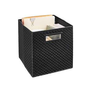 11 in. H x 10.5 in. W x 10.5 in. D Black Fabric Cube Storage Bin