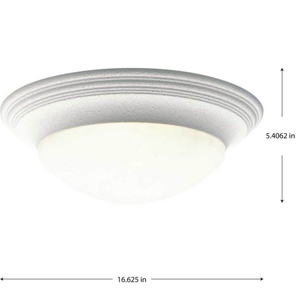 Textured White Alabaster Glass 3-Light Flush Mount Ceiling Fixture