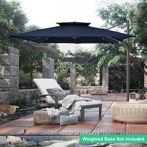 11 ft. x 11 ft. Square Two-Tier Top Rotation Outdoor Cantilever Patio Umbrella with Cover in Navy