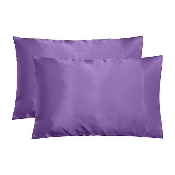 Unbranded Deep Lavendar Satin Standard Pillowcase Set of 2