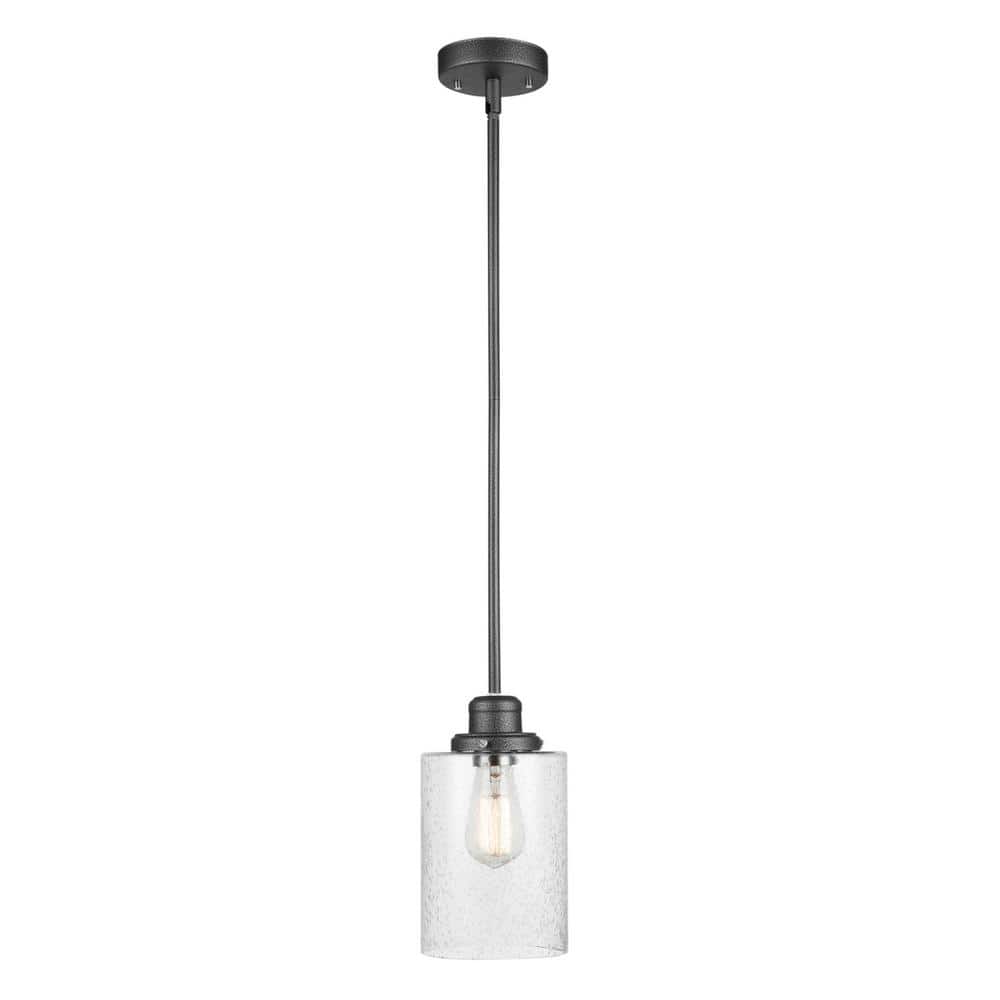 Annecy 1-Light Graphite Pendant with Seeded Glass Shade, Vintage Incandesce