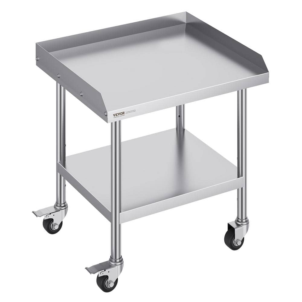 VEVOR Stainless Steel 28'' Adjustable Portable Work Table with Wheels