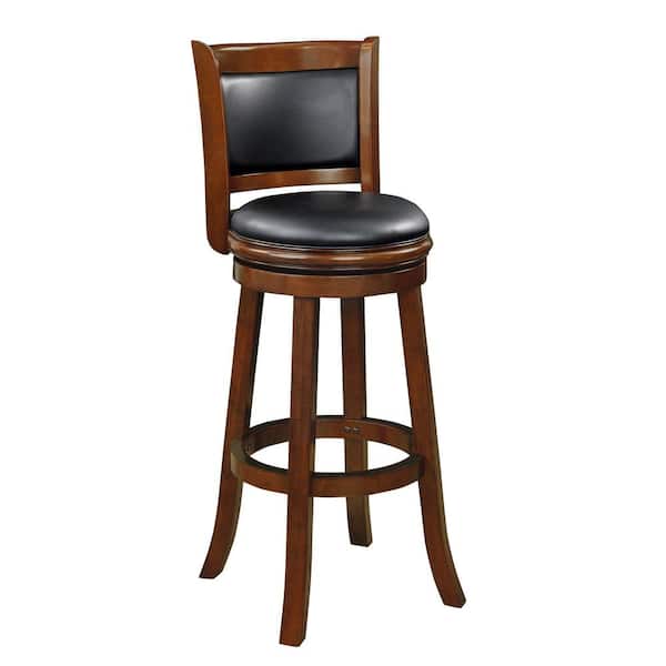 Boraam Augusta 47 in. Cherry High Back Wood 34 in. Swivel Bar Stool with Faux Leather Seat