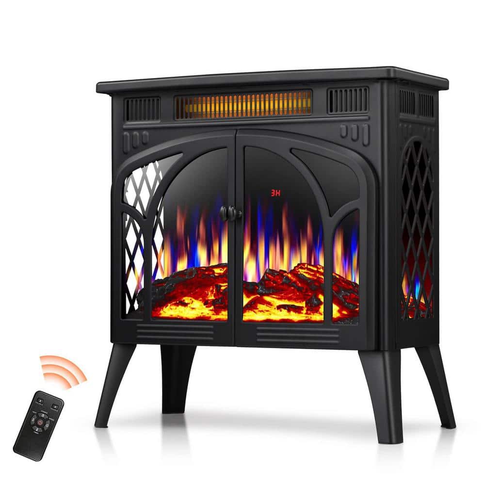 23.46 in. Freestanding Electric Fireplace Heater, Adjustable Brightness and