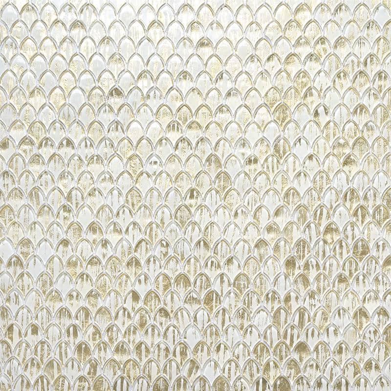 Majeste Glossy Gold and White Glass Mosaic Wall and Floor Tile