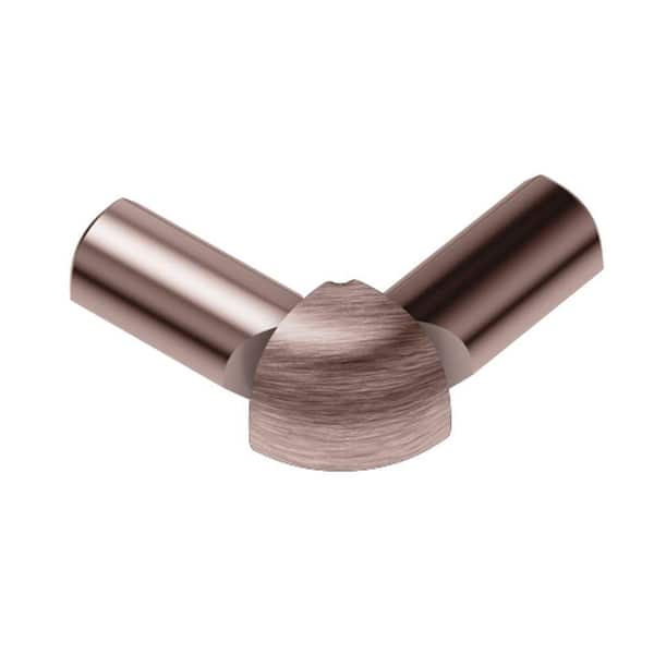 Schluter Rondec Brushed Copper Anodized Aluminum 1/2 in. x 1 in. Metal 90° Double-Leg Outside Corner
