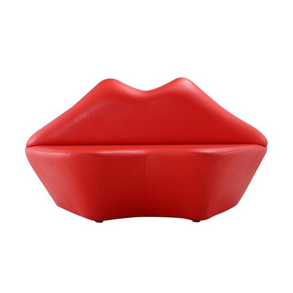 CEETS Red Leatherette Kiss Loveseat