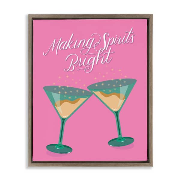 Making Spirits Bright Cocktails by Hey Bre Creative Studio Brown Floater Frame Food Graphic Art Print 31 in. x 25 in.