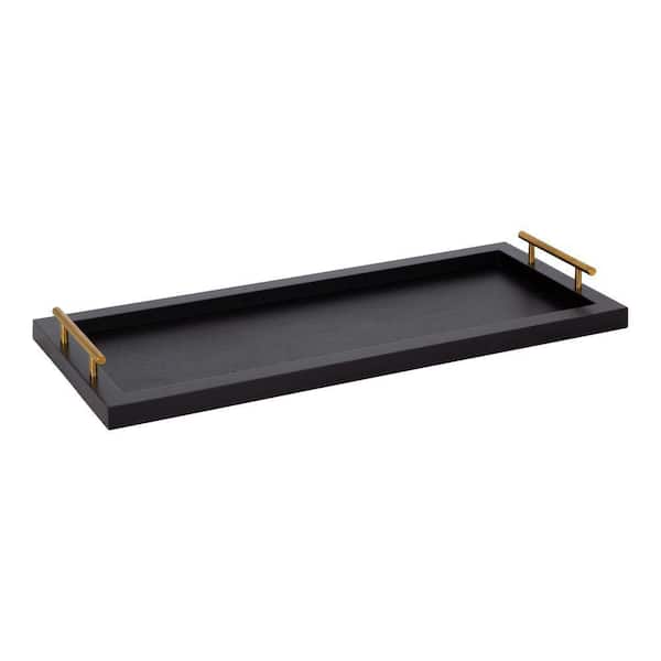 Halsey 10.00 in. W Rectangle Black Wood Decorative Tray