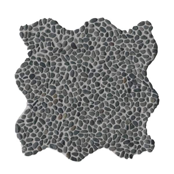 MSI Take Home Tile Sample-Noir Ash Mini Pebble 4 in. x 4 in. Tumbled Marble Mesh-Mounted Mosaic Tile