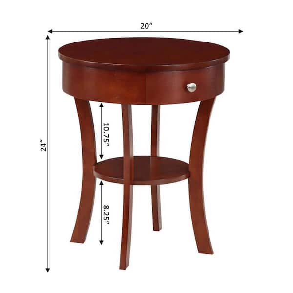  Nouva 20 Inch Side Table with Wire Storage Basket Mini Fridge  Stand Coffee Table End Table Nightstand for Living Room Bedroom Red  Mahogany Wood Grain : Home & Kitchen
