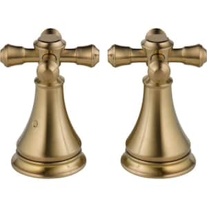 Pair of Cassidy Metal Cross Handles for Roman Tub Faucet in Champagne Bronze