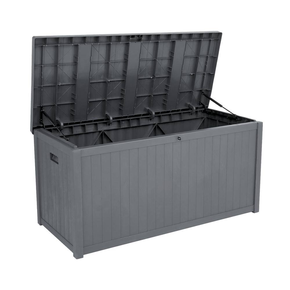 Gray Plastic Lockable Outdoor Deck Storage Box