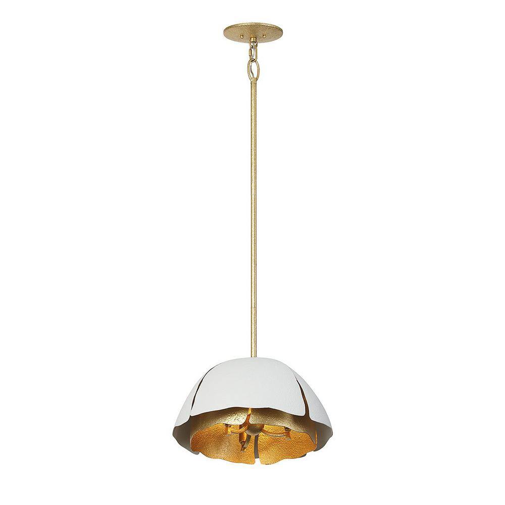Cavalier Gold and Royal White 3-Light Metal Pendant
