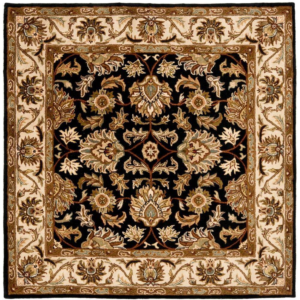 SAFAVIEH Heritage Black/Beige 4 Ft. X 4 Ft. Square Border Area Rug ...