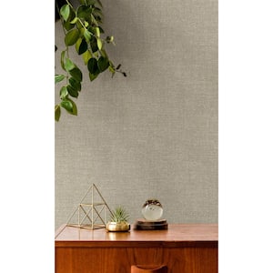 Beige Plain Textured Metallic-Shelf Liner Non-Woven Non-Pasted Wallpaper (57 sq. ft.) Double Roll