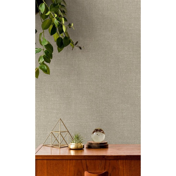 Beige Plain Textured Metallic-Shelf Liner Non-Woven Non-Pasted Wallpaper (57 sq. ft.) Double Roll