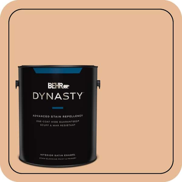 BEHR DYNASTY 1 gal. #280C-3 Fresh Praline Satin Enamel Interior Stain-Blocking Paint and Primer