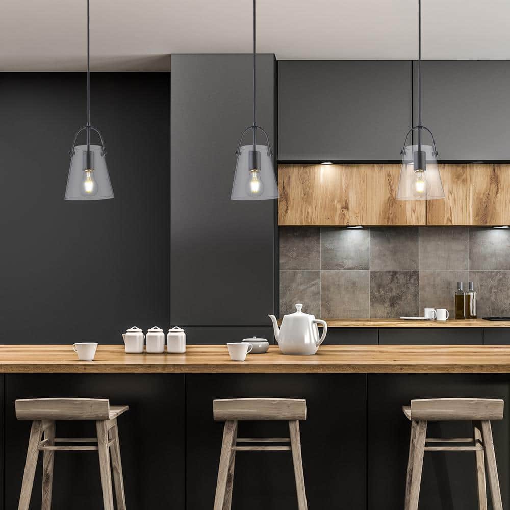 Curry Black Mini Pendant Light with Clear Glass Shade
