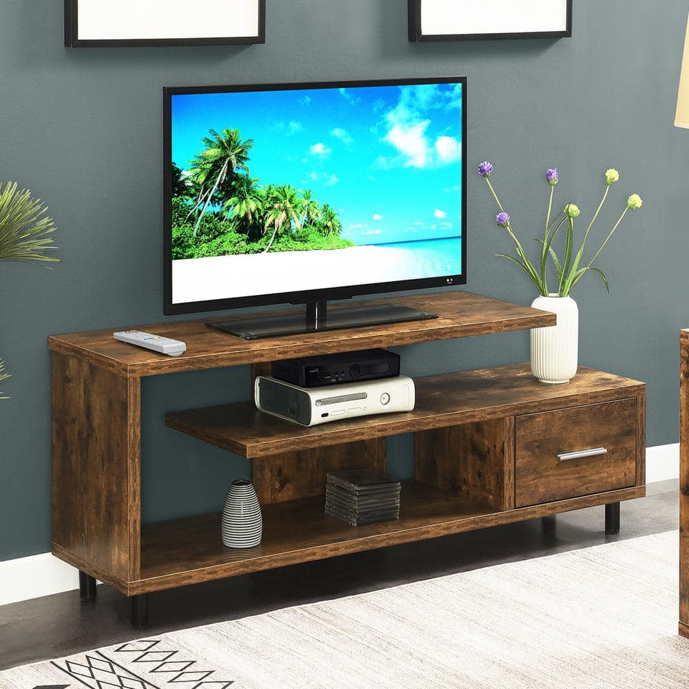Barnwood 59" Brown Wood TV Stand with Cabinet