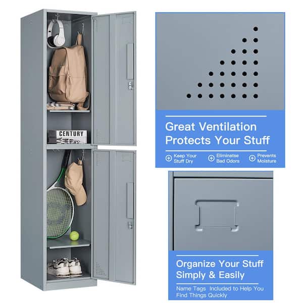Steel Closet Storage Unit for Home, Office & School - 2 Door Metal  Organizer with Electro Powder Coating, 4 Shelves - China Wholesale Lockers,  Staff Lockers