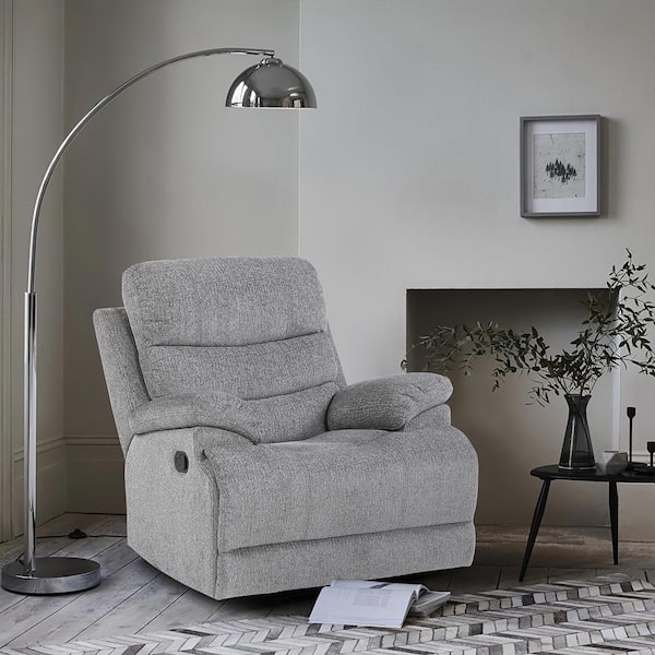 Lazzara Ember Gray Chenille Manual Glider Recliner