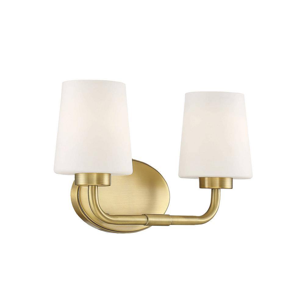 Capra Warm Brass 2-Light Vanity with Opal Glass Shades