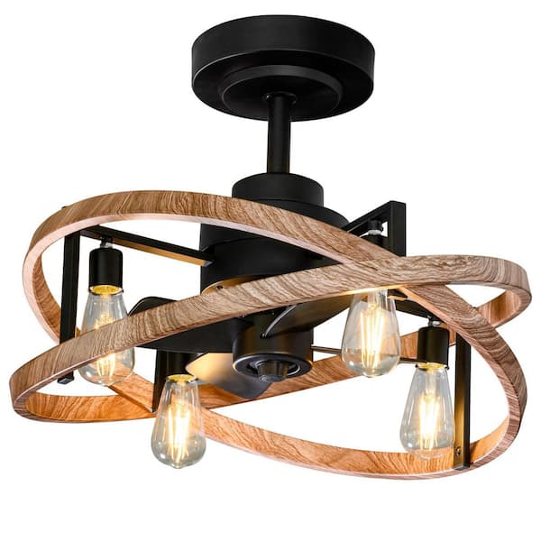 Baleto 23 in. 4 Dimmable LED Bulbs Indoor/Covered Outdoor Black Ceiling Fan with Remote Included