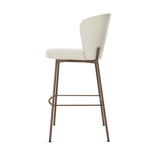 Camilla 27 in. High Back Counter Stool Cream Boucle Polyester / Bronze Metal