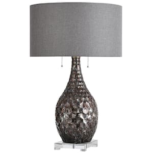 Lydney 27 in. Brown, Silver, Clear Table Lamp