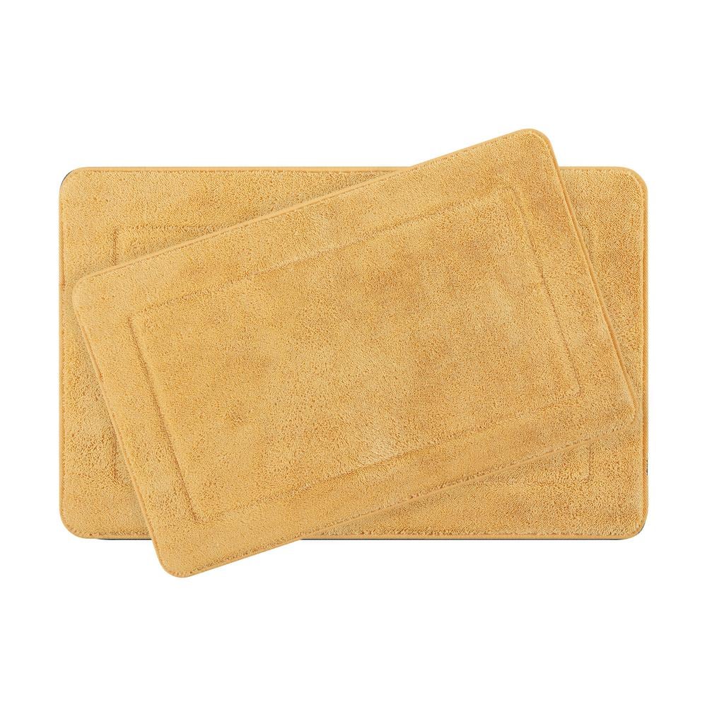 Terry Daffodil Yellow 20 in. x 32 in Microfiber Memory Foam. 2-Piece Set Ba