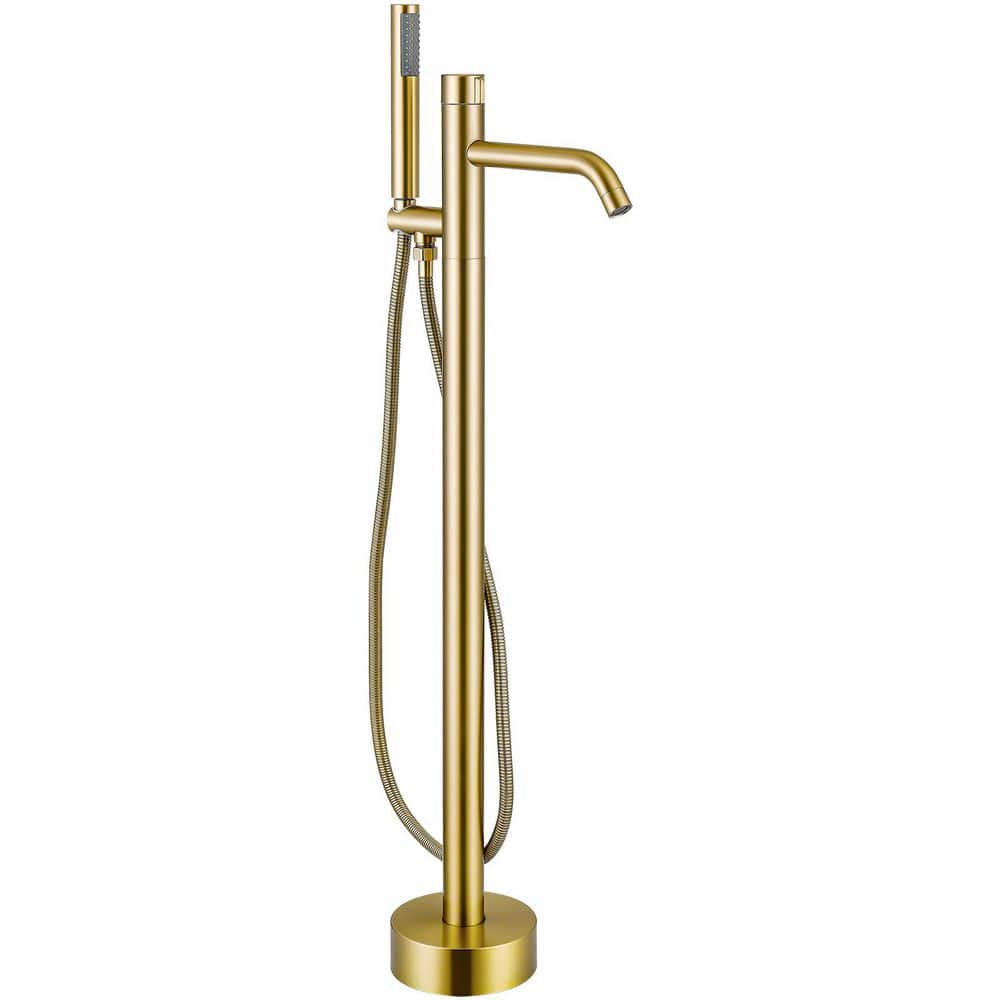 Single Handle Claw Foot Tub Faucet Freestanding Floor Mount Roman Tub Faucet with High Spout in Brushed Gold price history on PriceWatchPro